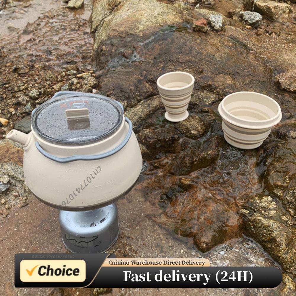 Camping Cooking Hardware - Outdoor Folding Silicone Kettle Portable Mini