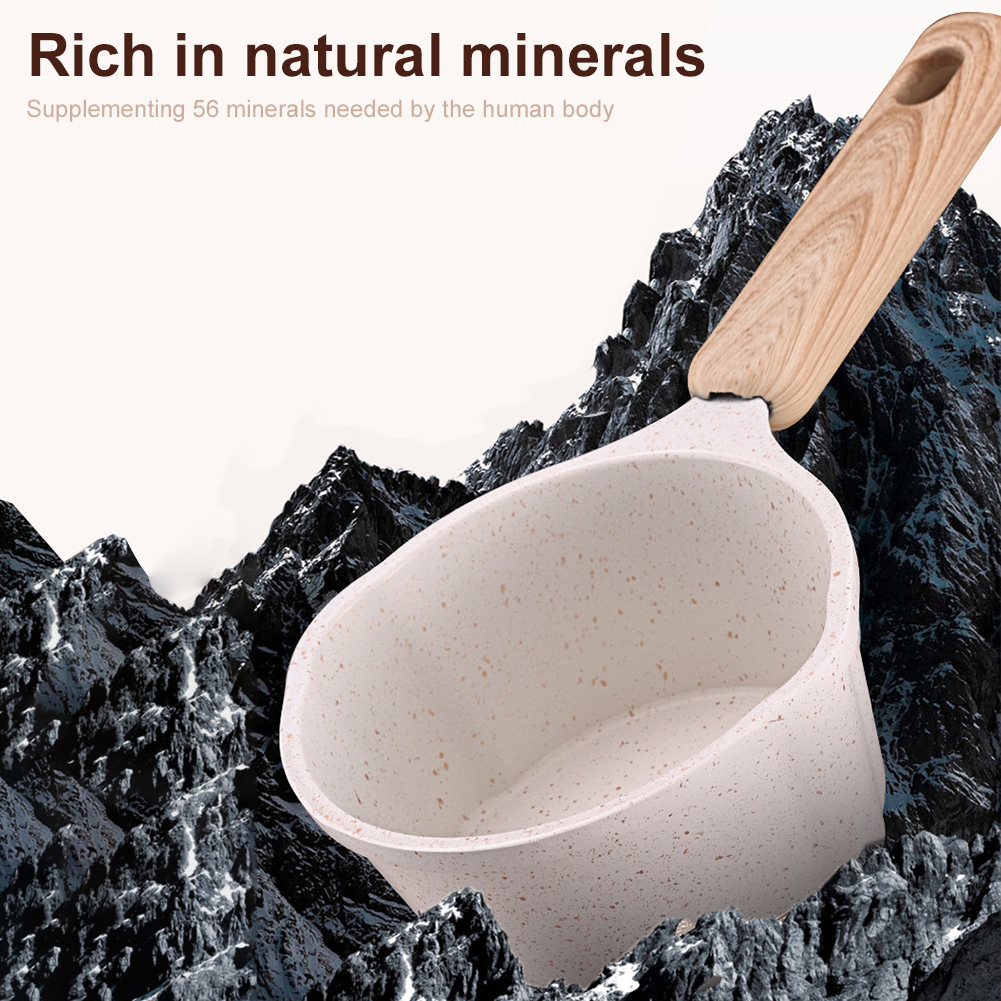 Camping Cooking Wok - Mini Boiling Pan Wooden Handle Butter