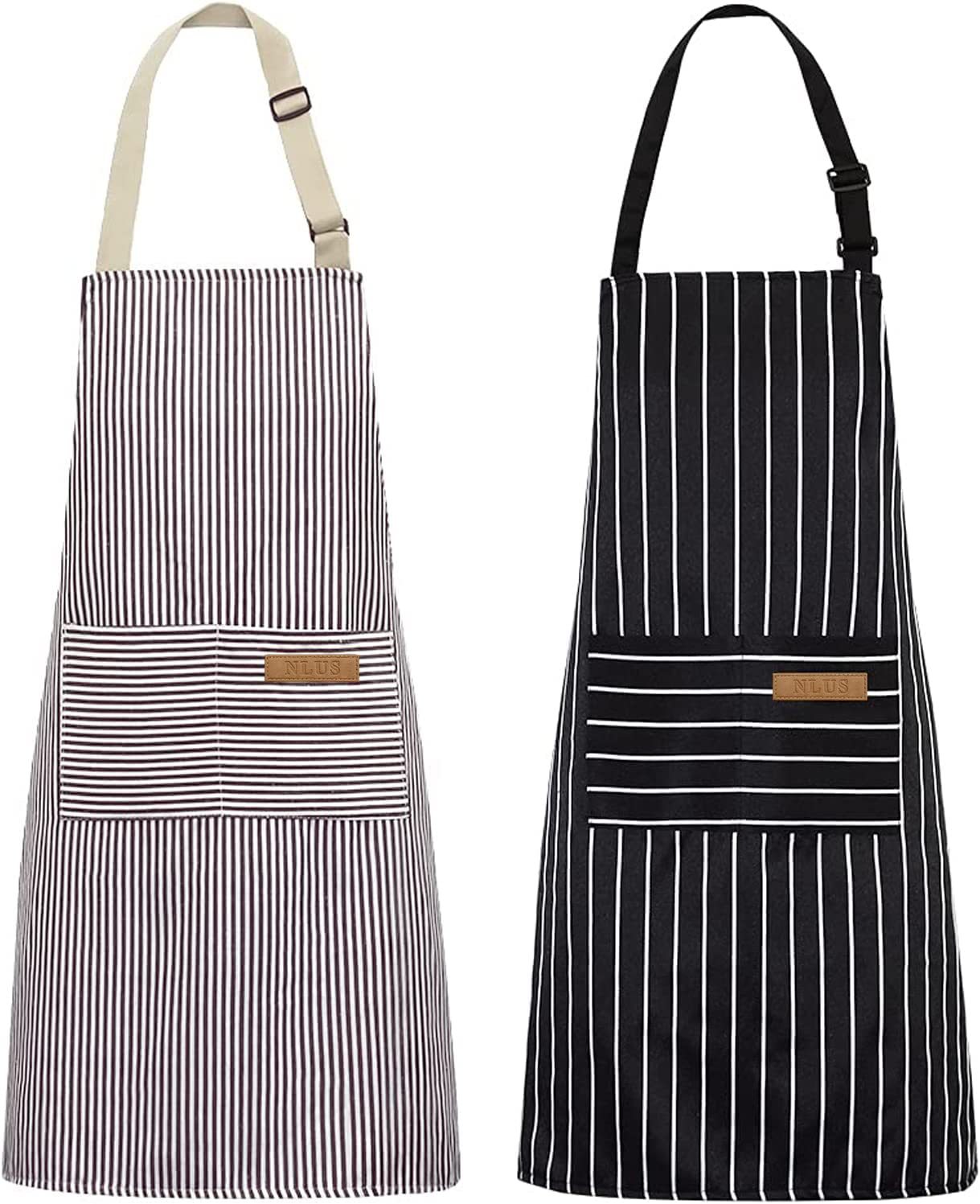 Camping Cooking Apron - Black White Striped Kitchen Apron Adjustable