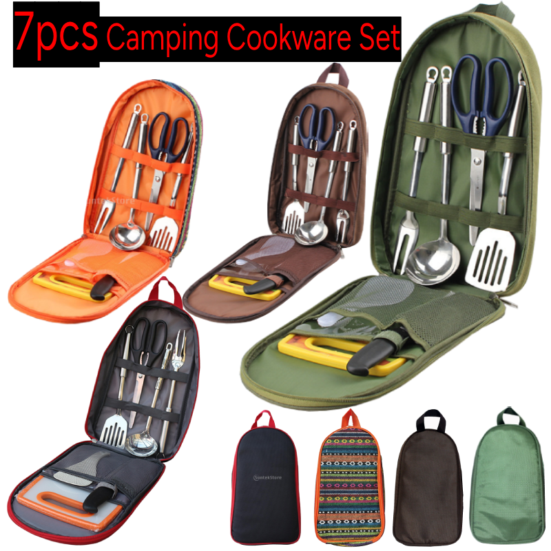 Camping Cooking Unit - 7pcs Camping Kitchen Utensil Set with