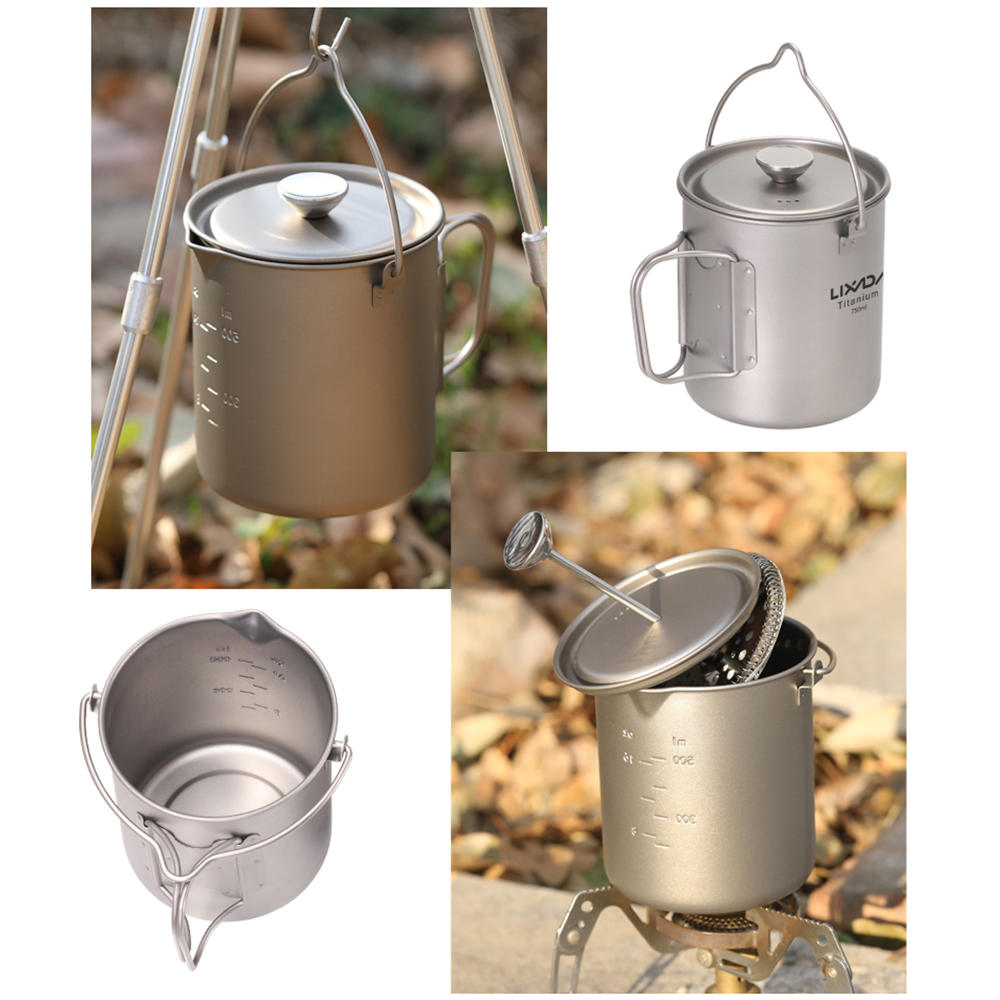Camping Cooking Mug - Ti Coffee Cup Lixada 750ml Titanium