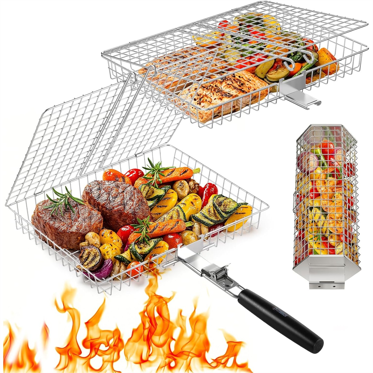 Camping Cooking Basket - Grill Baskets For Outdoor Grilling 3PCS