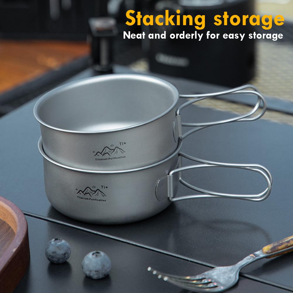 Camping Cooking Hardware - Titanium Foldable Camping Pot Ultralight Outdoor