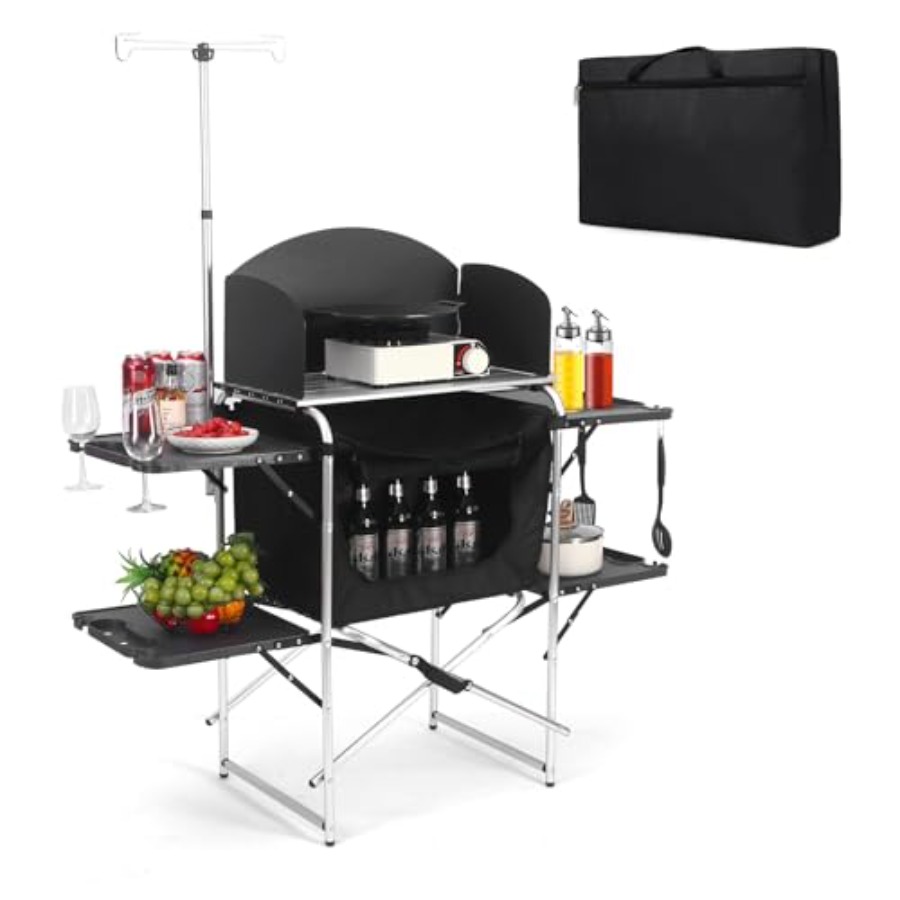 Camping Cooking Set For 4 - Camping Kitchen Table for Outdoor Cooking,