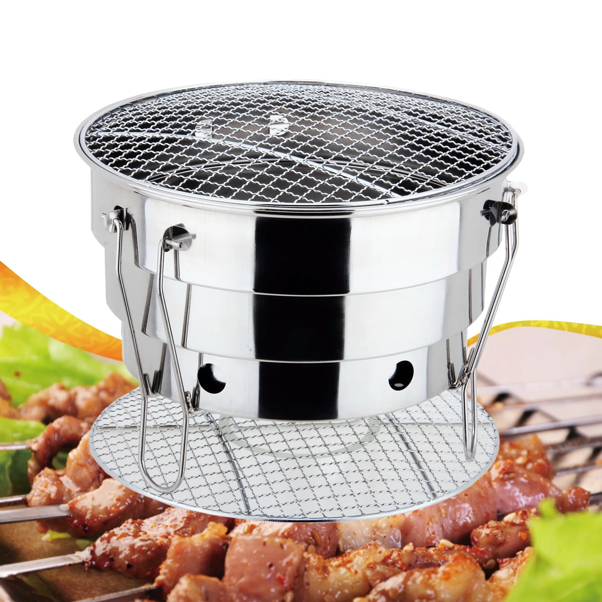 Camping Cooking Fire Pit - Outdoor BBQ Folding Split Portable Stainless