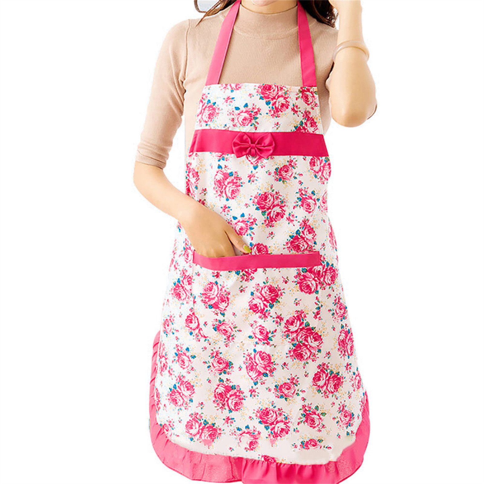 Camping Cooking Apron - Woman‘s Floral Aprons With Pocket Household