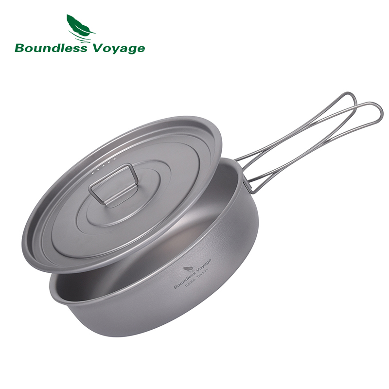 Camping Cooking Wok - Boundless Voyage Titanium Non-stick Skillet with