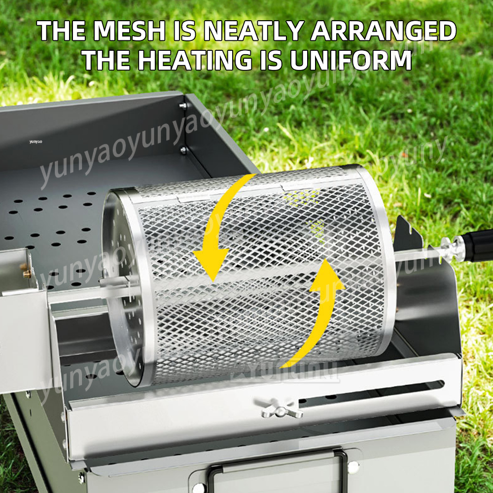 Camping Cooking Basket - Round Grill Basket Camping BBQ Rolling