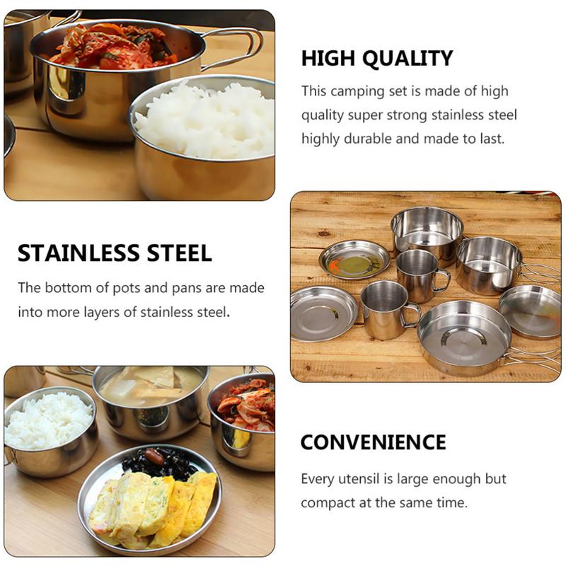 8pcs/set Stainless Steel Outdo - Camping Cooking Rice บทวิจารณ์และราคา