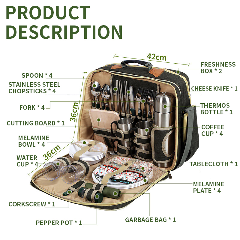 Portable Luxury Camping Picnic - Camping Cooking Set For 4 บทวิจารณ์และราคา