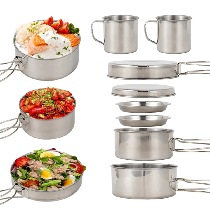 8pcs/Set Camping Cookware Mess - Camping Cooking Unit บทวิจารณ์และราคา