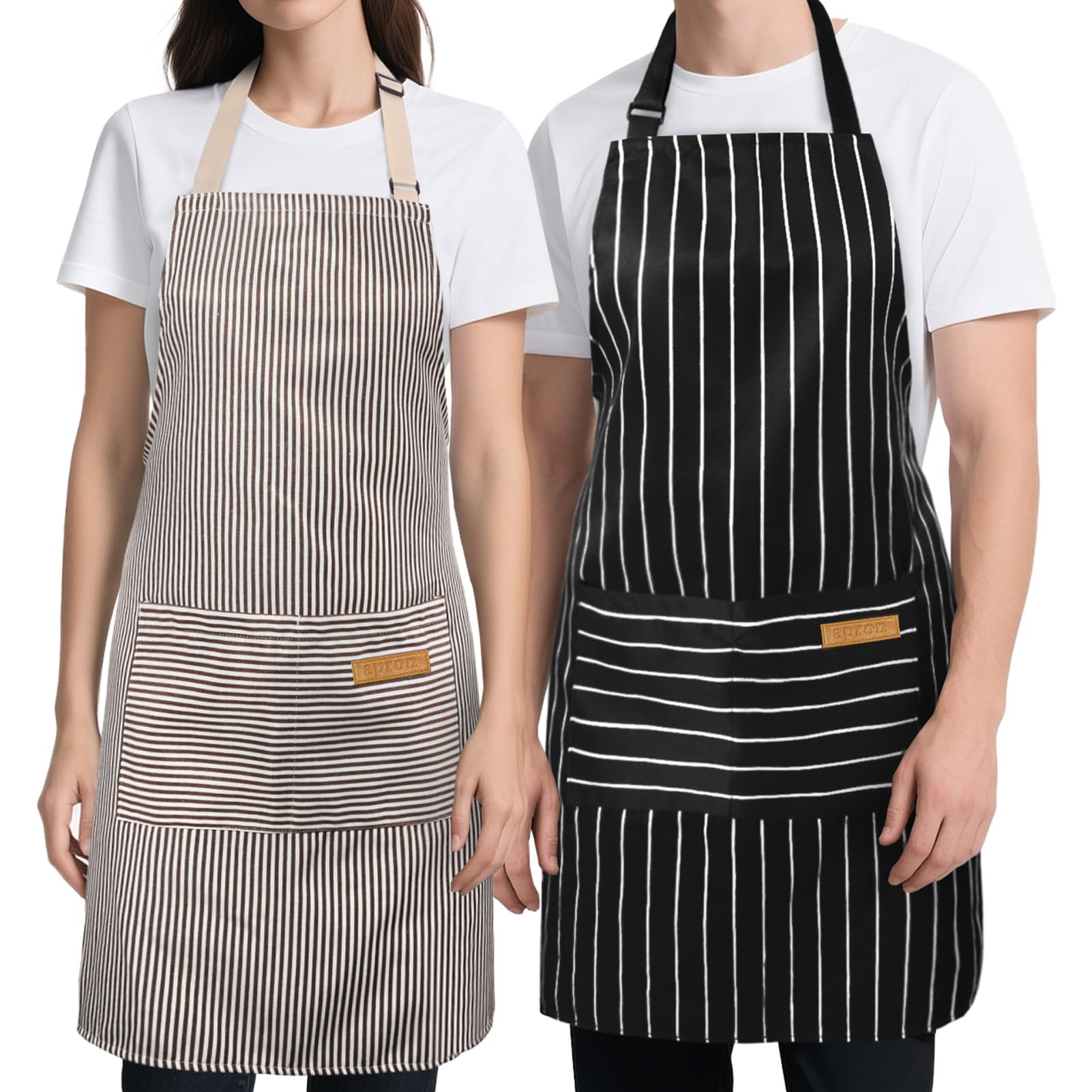 2pcs White Black Striped Man W - Camping Cooking Apron บทวิจารณ์และราคา