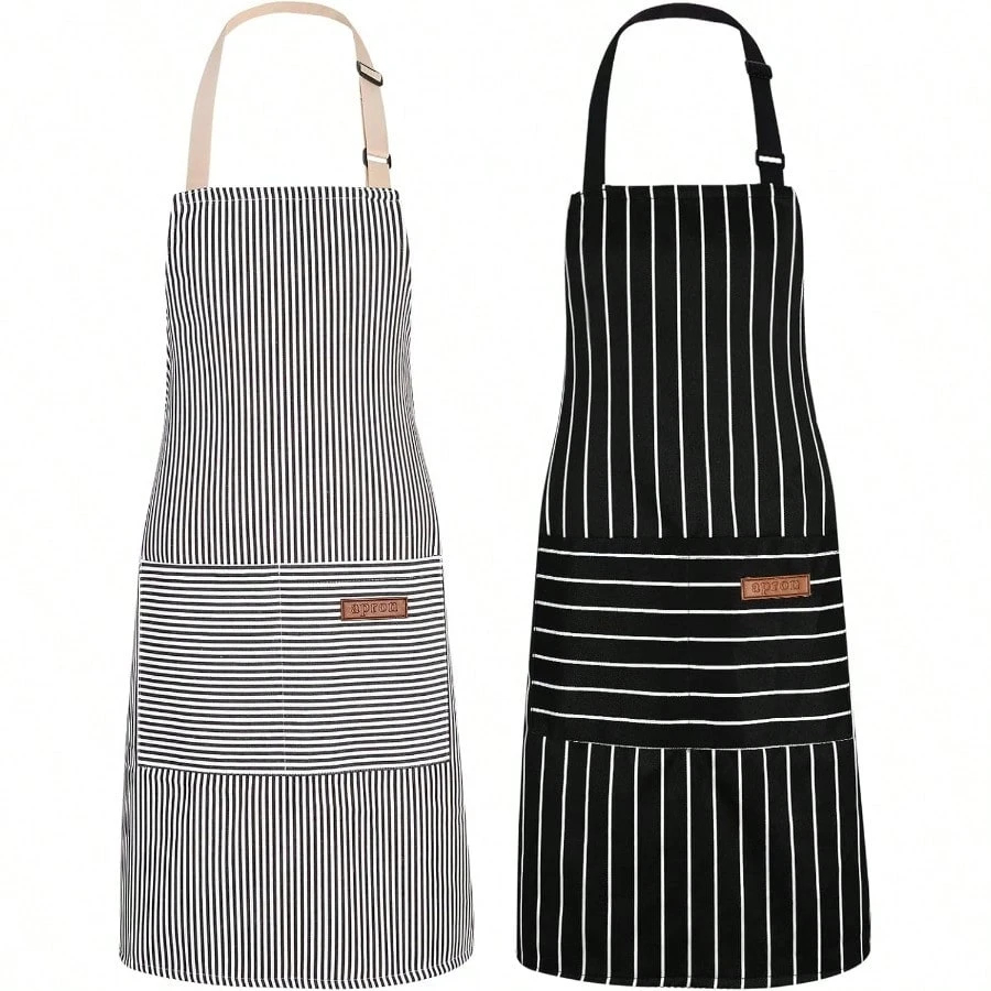 2pcs White Black Striped Man W - Camping Cooking Apron บทวิจารณ์และราคา