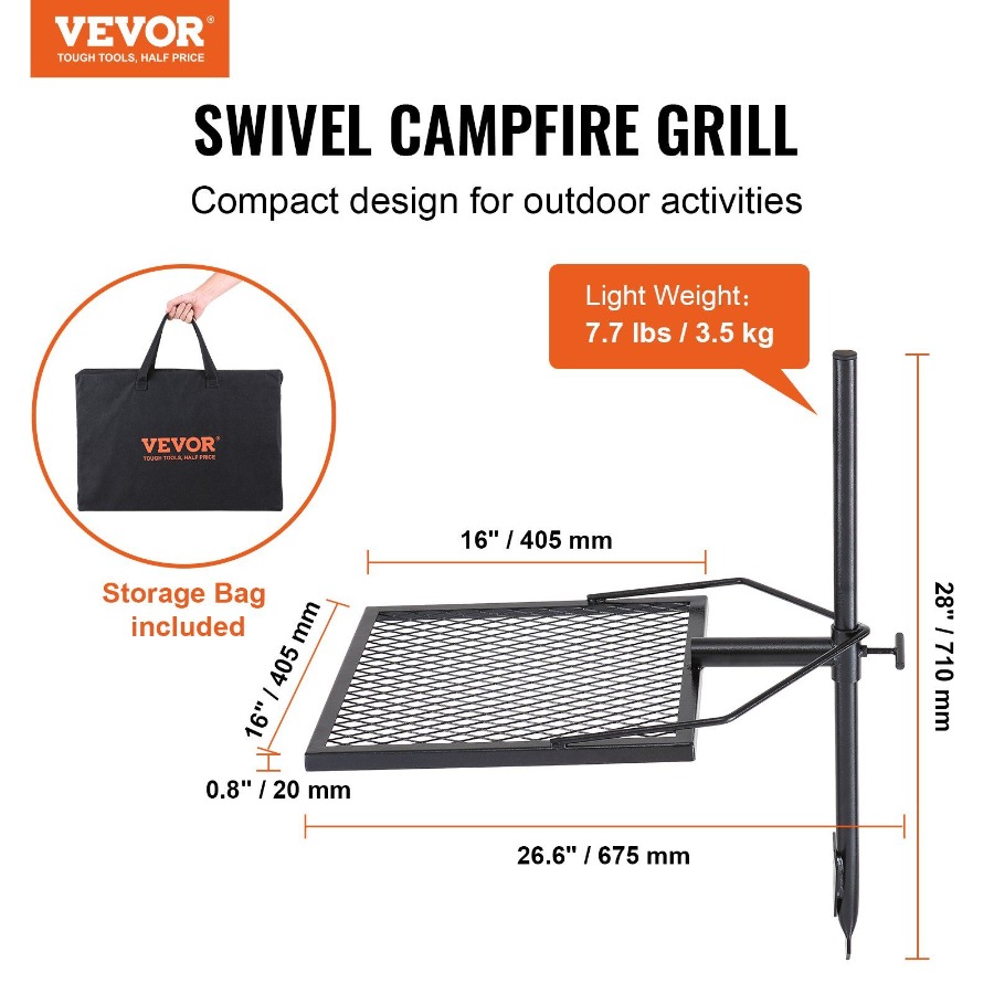 Swivel Campfire Grill for Fire - Camping Cooking Fire Pit บทวิจารณ์และราคา