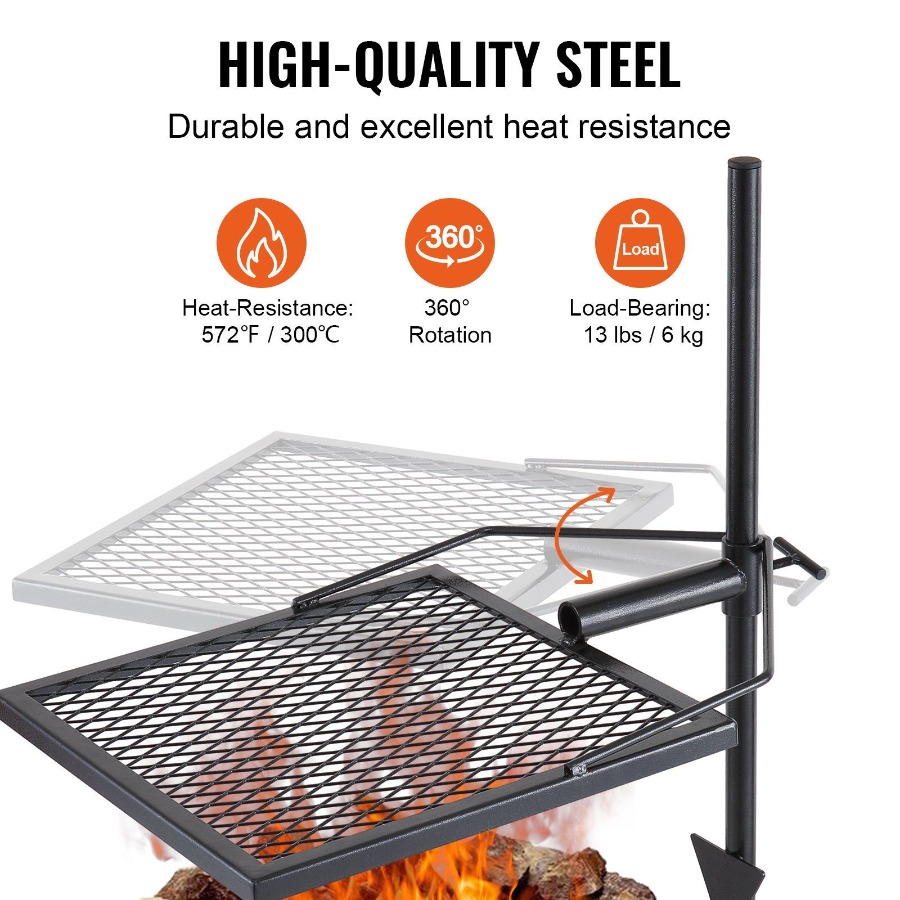 Swivel Campfire Grill for Fire - Camping Cooking Fire Pit บทวิจารณ์และราคา