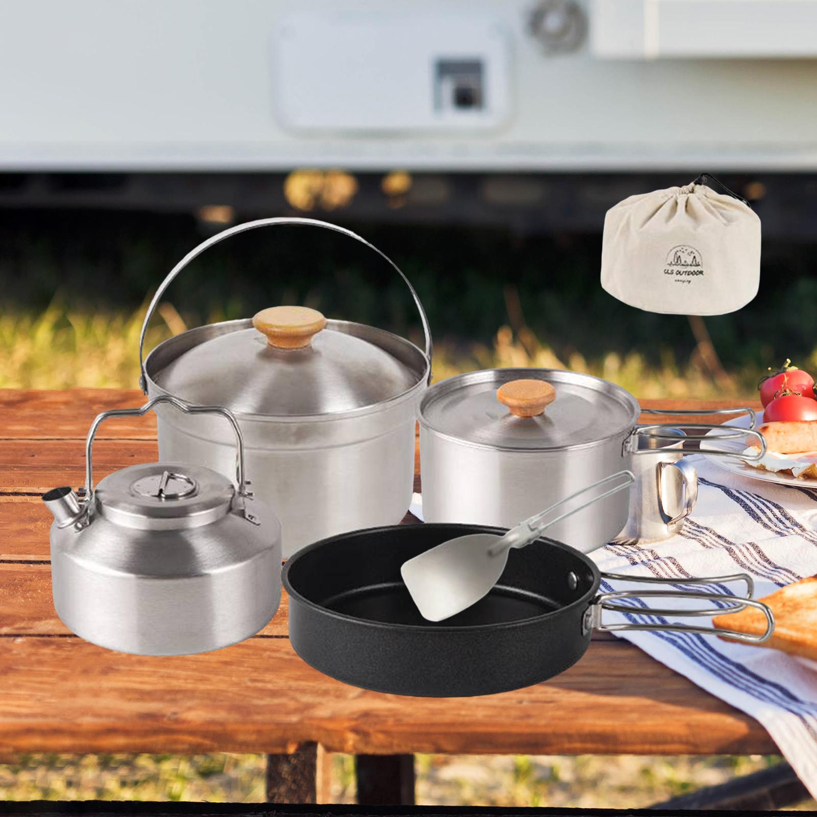 Camping Cookware Cook Gear Por - Camping Cooking Set Non Stick บทวิจารณ์และราคา