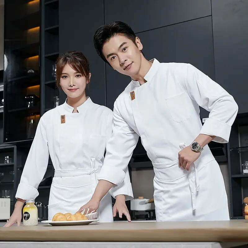 men Chef Uniform long sleeves  - Camping Cooking Apron บทวิจารณ์และราคา
