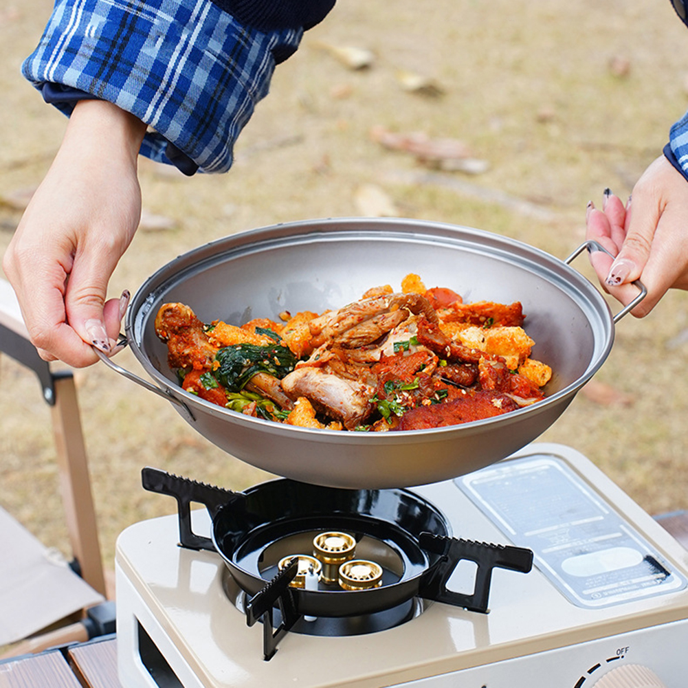 Titanium Wok Pan with Lid Doub - Camping Cooking Wok บทวิจารณ์และราคา