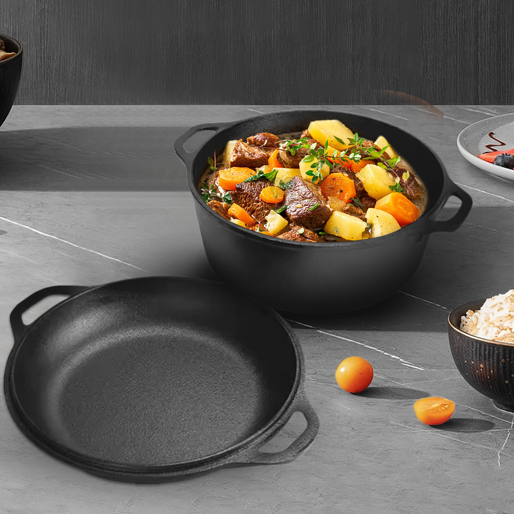 2 in 1 Cast Iron Dutch Oven Po - Camping Cooking Wok บทวิจารณ์และราคา