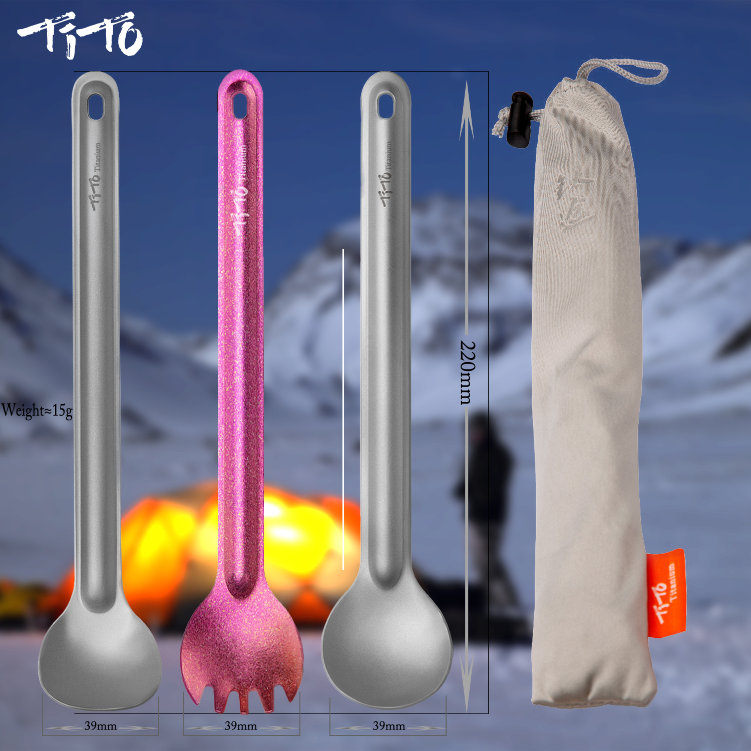 TiTo Titanium Spork Spoon Long - Camping Cooking Hardware บทวิจารณ์และราคา