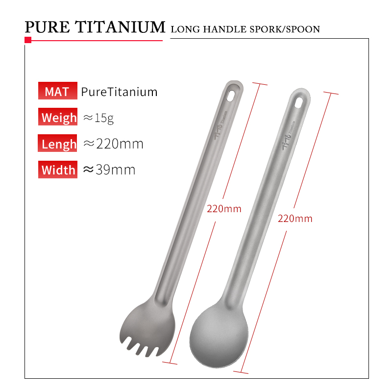TiTo Titanium Spork Spoon Long - Camping Cooking Hardware บทวิจารณ์และราคา