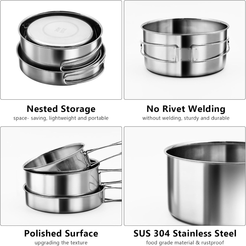 18/8 Stainless Steel Camping C - Camping Cooking Set For 4 บทวิจารณ์และราคา