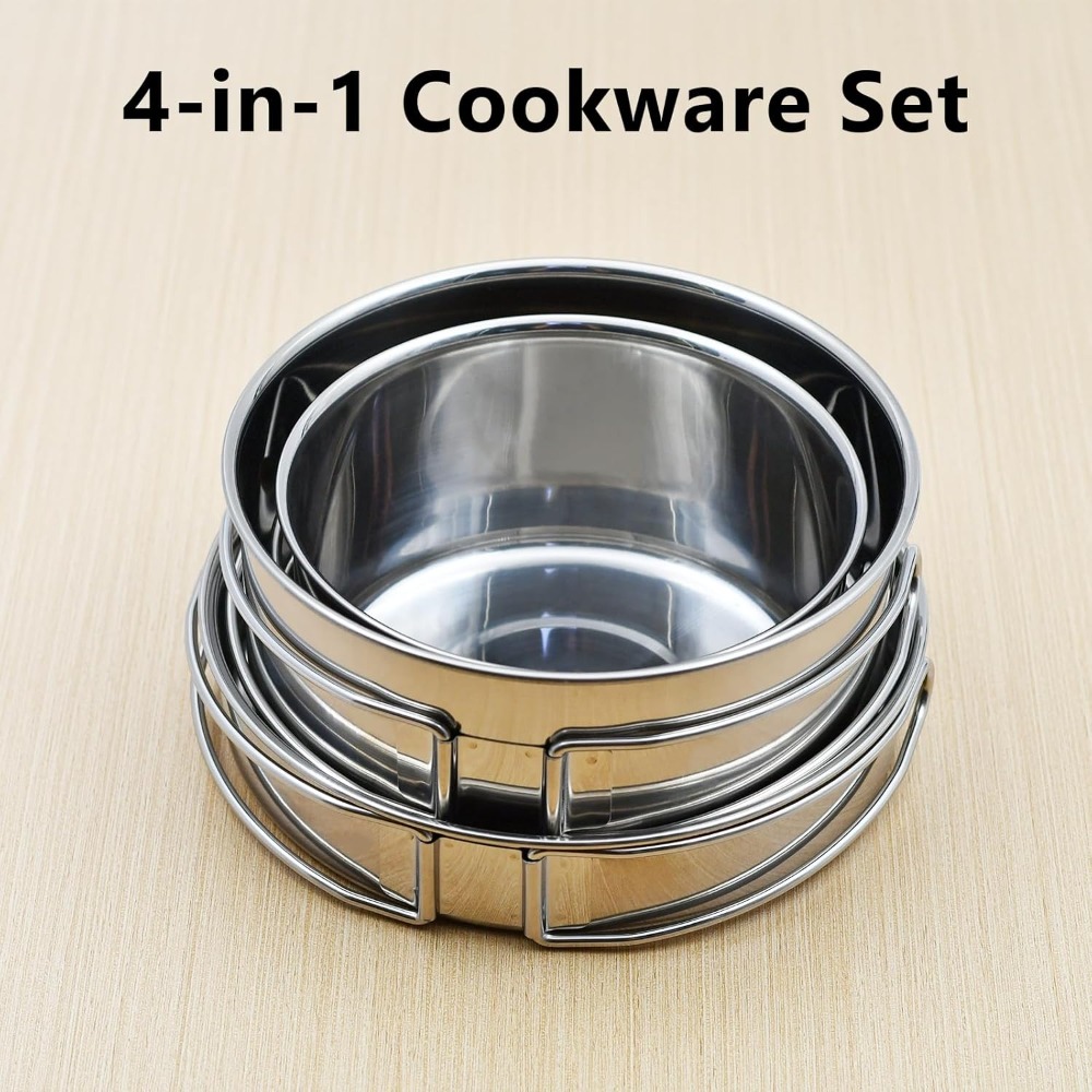 18/8 Stainless Steel Camping C - Camping Cooking Set For 4 บทวิจารณ์และราคา