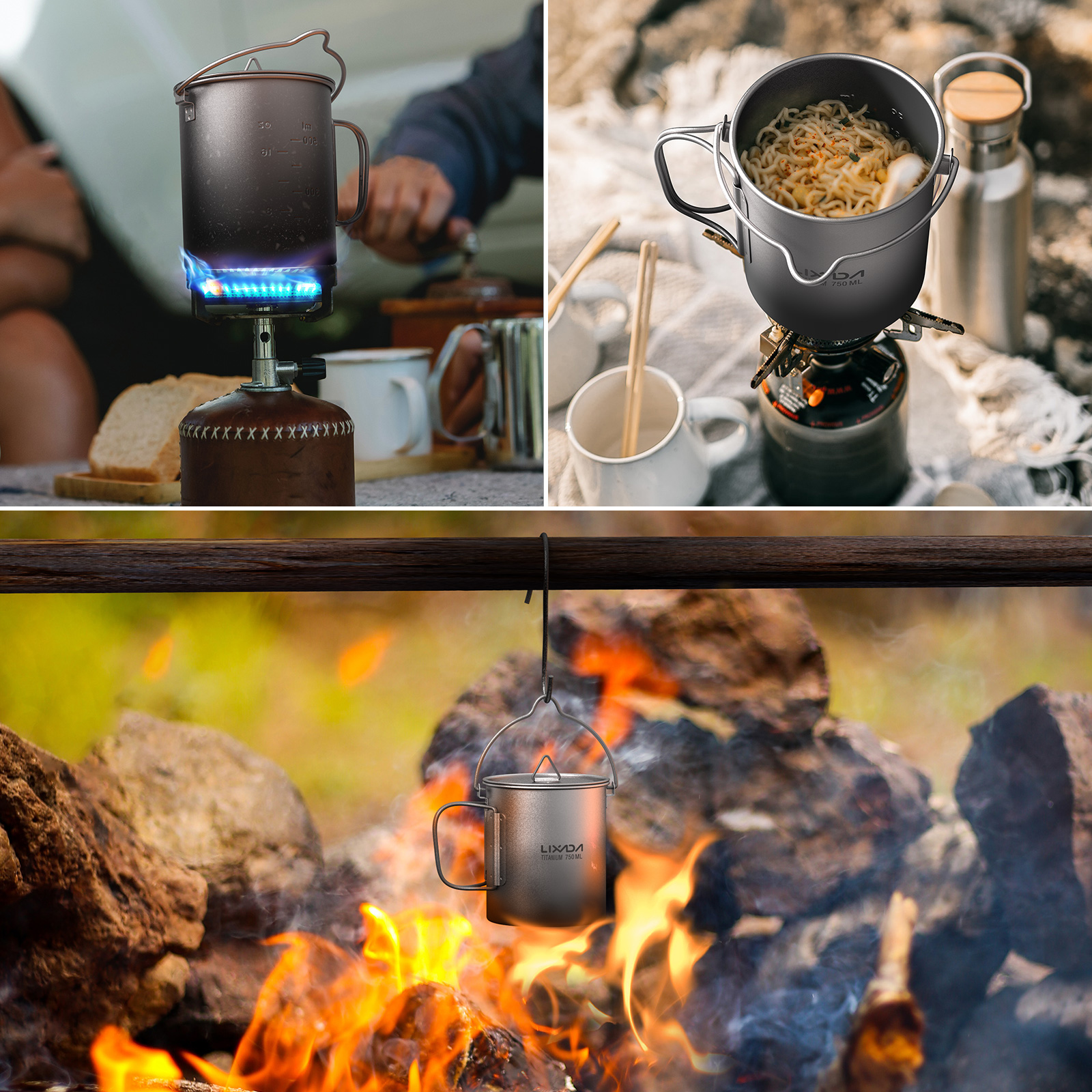 Ultralight 300ml/750ml Titaniu - Camping Cooking Mug บทวิจารณ์และราคา