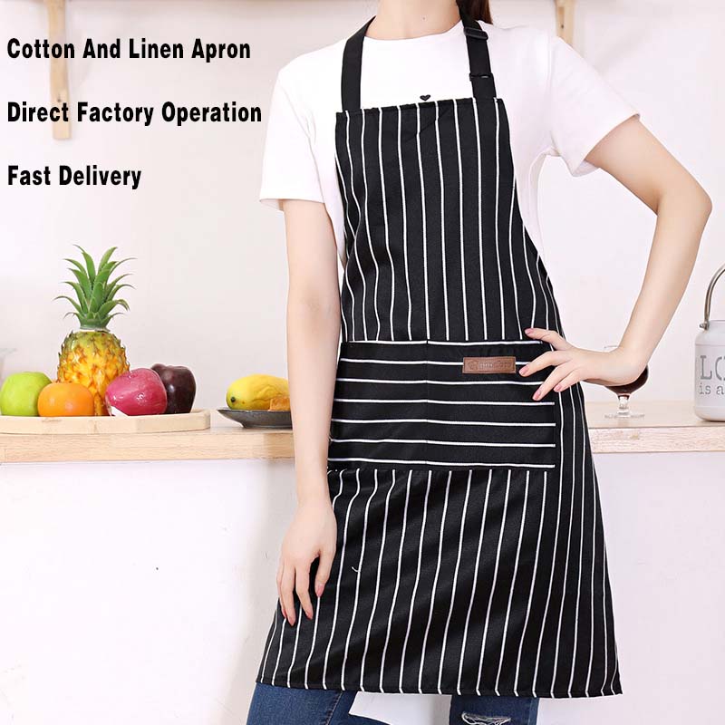 Black White Striped Kitchen Ap - Camping Cooking Apron บทวิจารณ์และราคา
