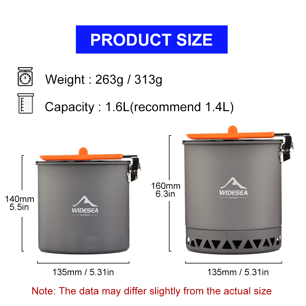 Widesea Camping Pot 1.6L Heat  - Camping Cooking Set Large บทวิจารณ์และราคา
