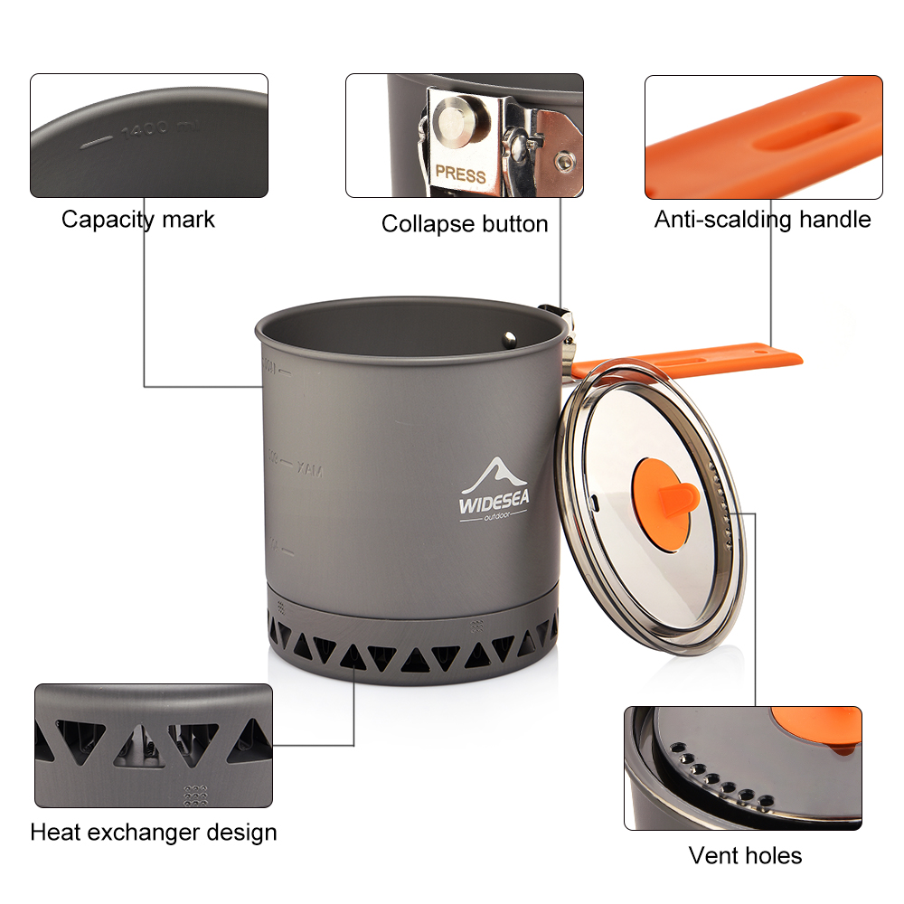 Widesea Camping Pot 1.6L Heat  - Camping Cooking Set Large บทวิจารณ์และราคา