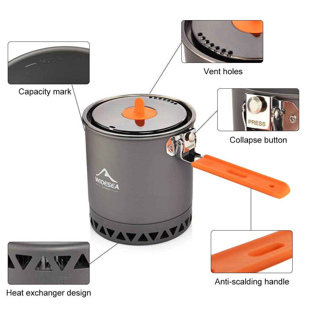 Widesea Camping Pot 1.6L Heat  - Camping Cooking Set Large บทวิจารณ์และราคา