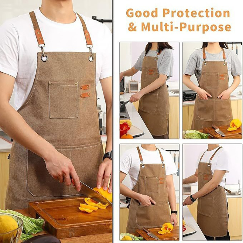 Household Canvas Apron Oil-pro - Camping Cooking Apron บทวิจารณ์และราคา