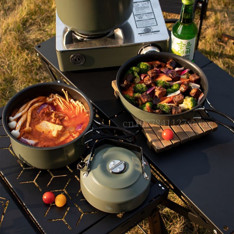 0.9L/1.2L/2.2L/3.5L 4pcs Outdo - Camping Cooking Set Large บทวิจารณ์และราคา