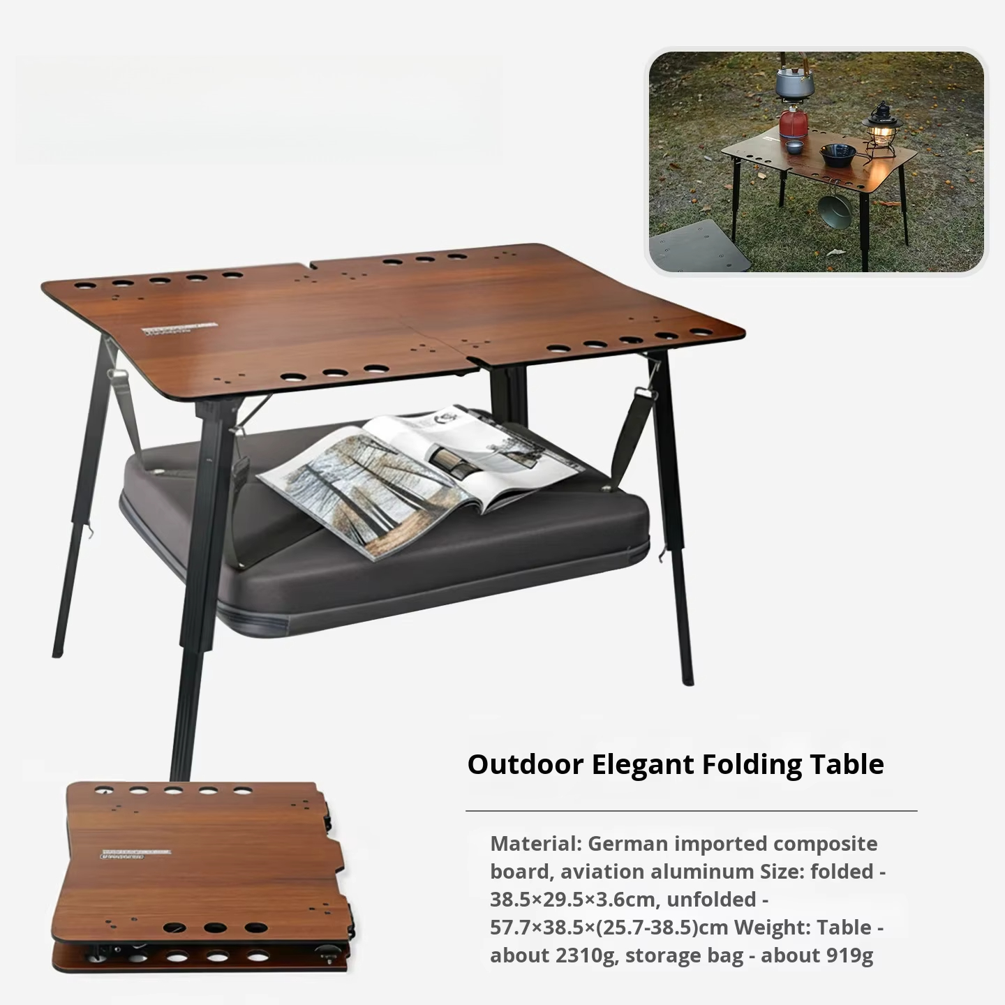 Outdoor Aluminum Folding Table - Camping Cooking Table Foldable บทวิจารณ์และราคา