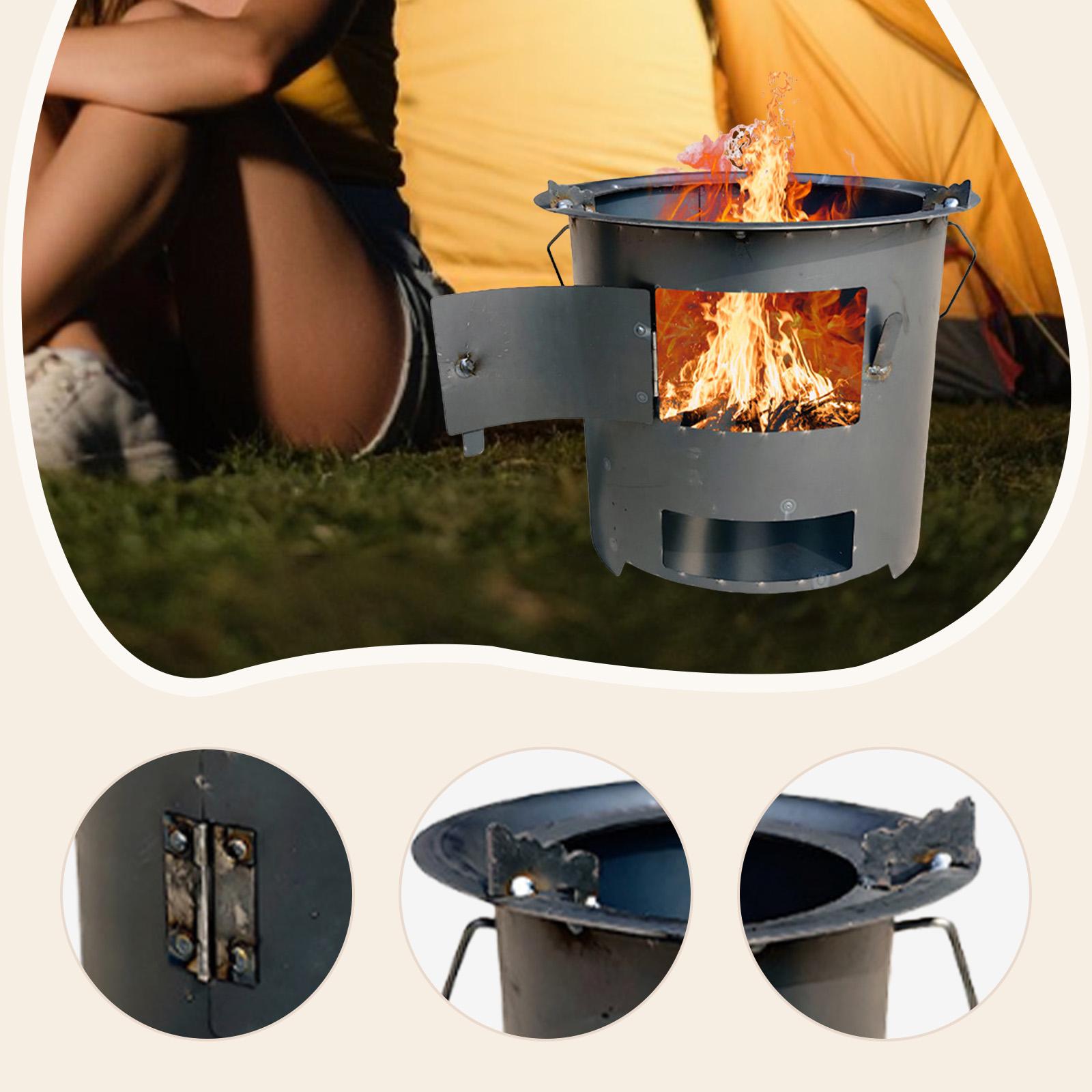 Camping Wood Stove Folding Iro - Camping Cooking Fire Pit บทวิจารณ์และราคา