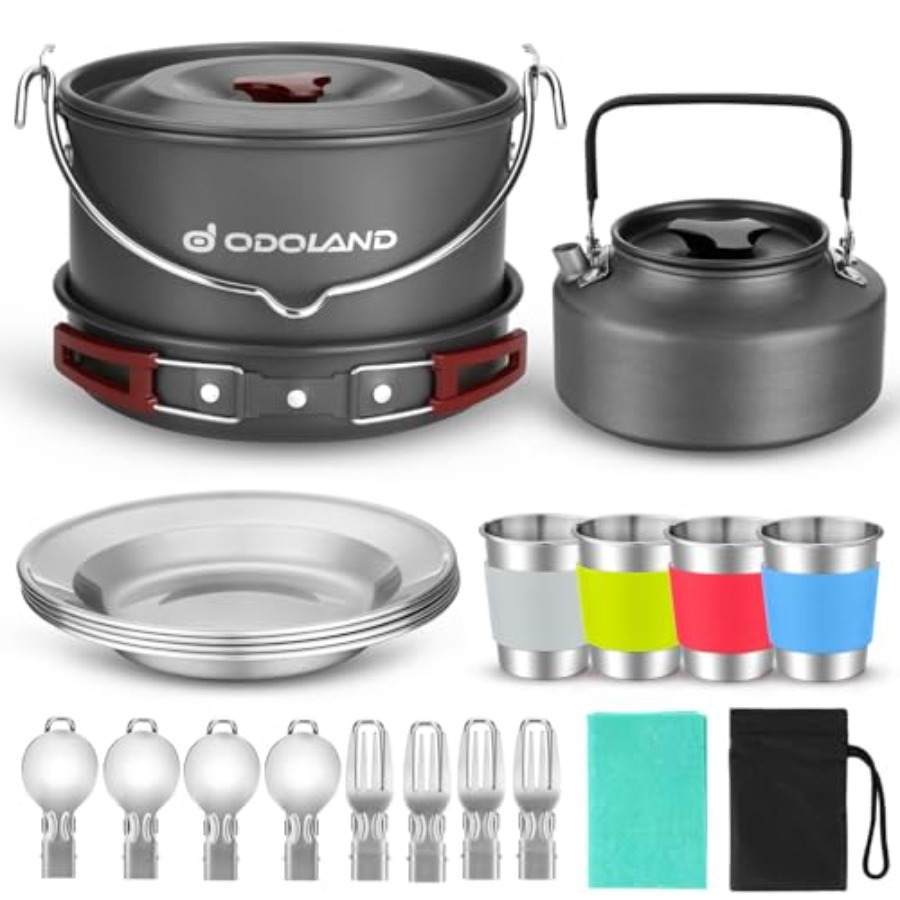 22pcs Camping Cookware Mess Ki - Camping Cooking Set For 4 บทวิจารณ์และราคา