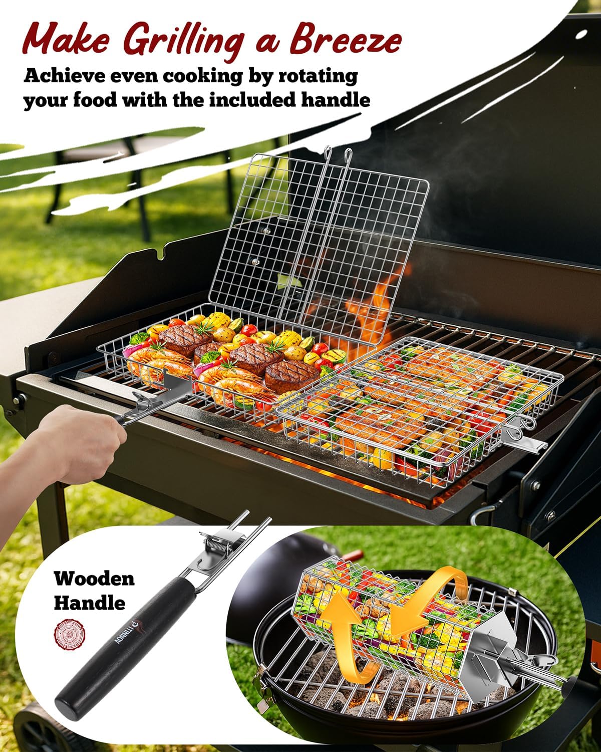 Grill Baskets For Outdoor Gril - Camping Cooking Basket บทวิจารณ์และราคา
