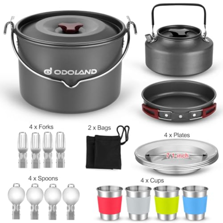 22pcs Camping Cookware Mess Ki - Camping Cooking Set For 4 บทวิจารณ์และราคา