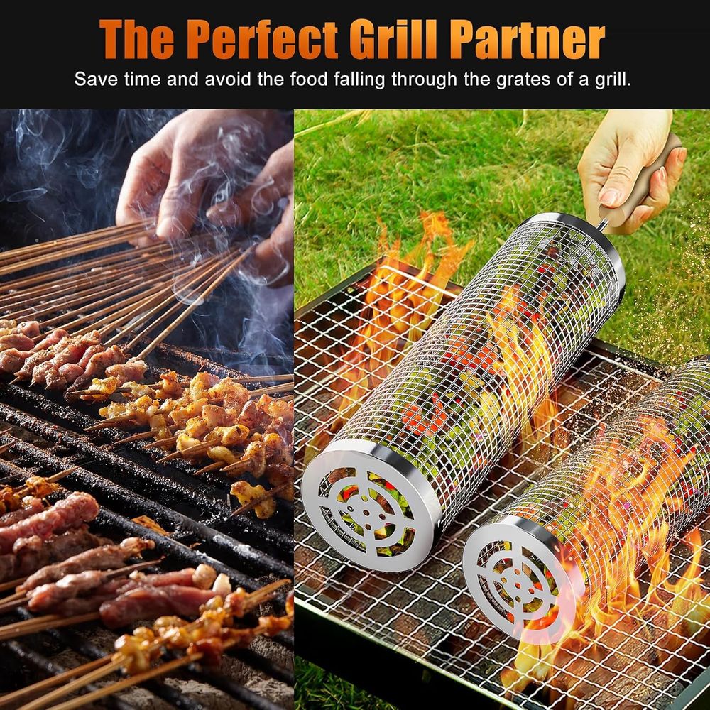 Set of 2 Stainless Steel BBQ G - Camping Cooking Basket บทวิจารณ์และราคา