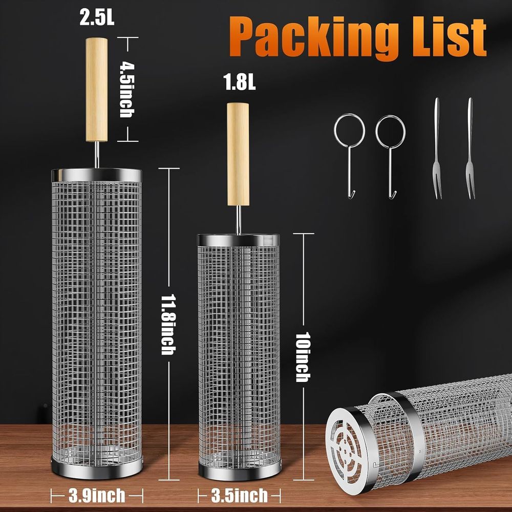 Set of 2 Stainless Steel BBQ G - Camping Cooking Basket บทวิจารณ์และราคา