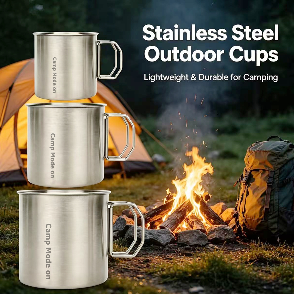 Set of 3 Cup Stainless Steel C - Camping Cooking Mug บทวิจารณ์และราคา