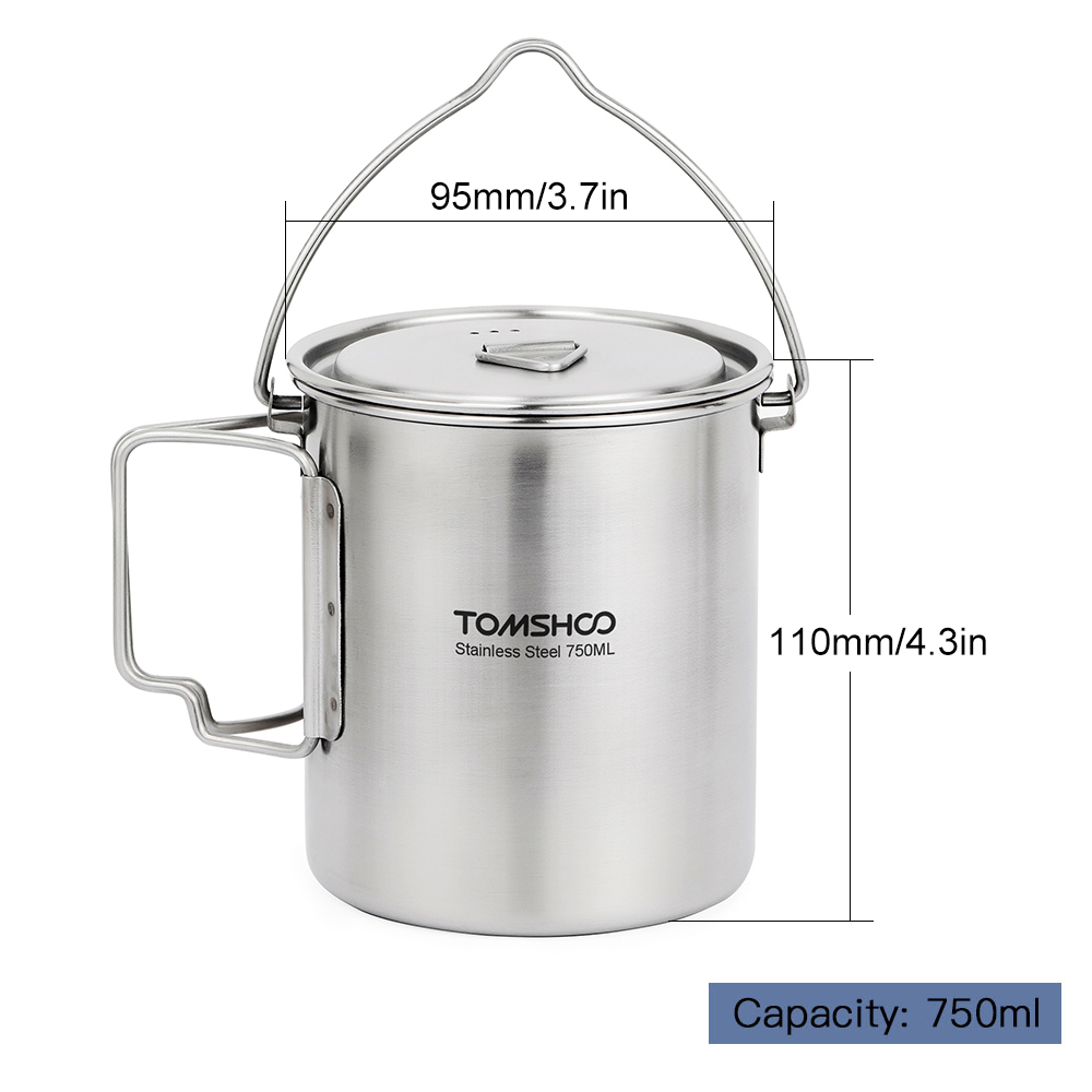 TOMSHOO 750ml Stainless Steel  - Camping Cooking Mug บทวิจารณ์และราคา
