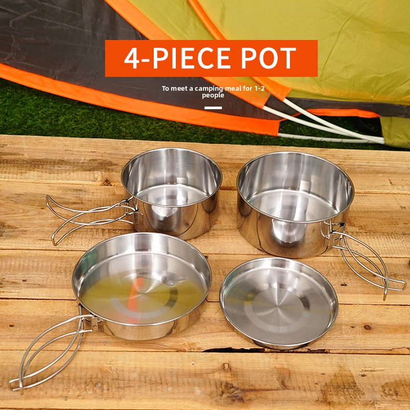 CLS 4-Piece Stainless Steel Ca - Camping Cooking Set For 4 บทวิจารณ์และราคา