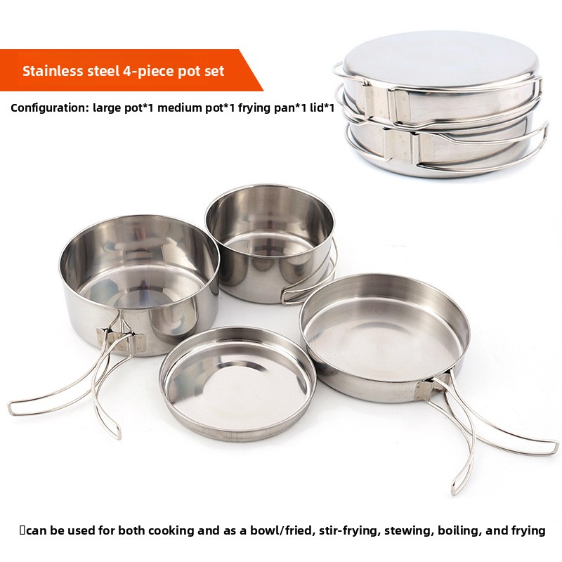 CLS 4-Piece Stainless Steel Ca - Camping Cooking Set For 4 บทวิจารณ์และราคา