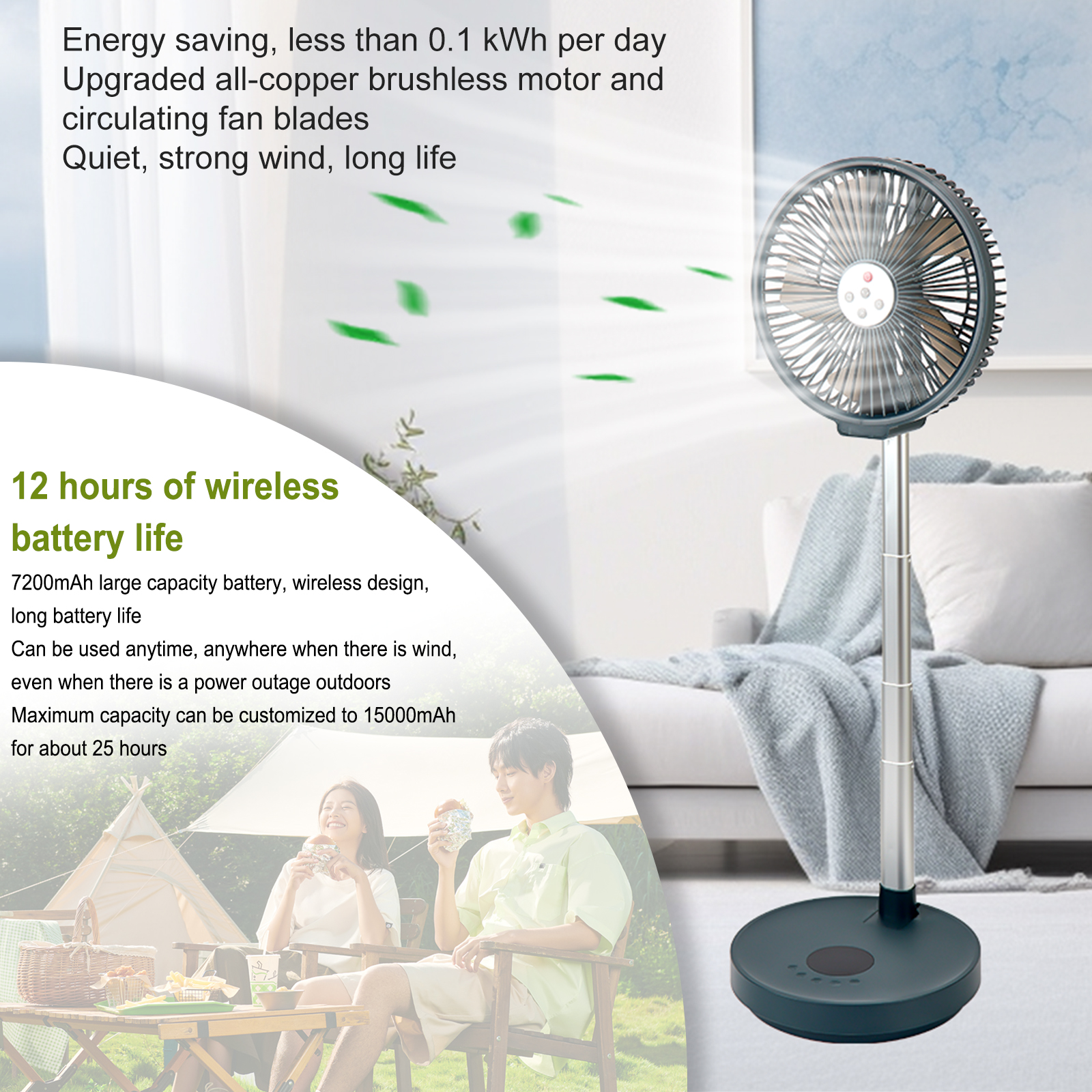 Portable Standing Fan with Rem - Camping Cooking Table Foldable บทวิจารณ์และราคา