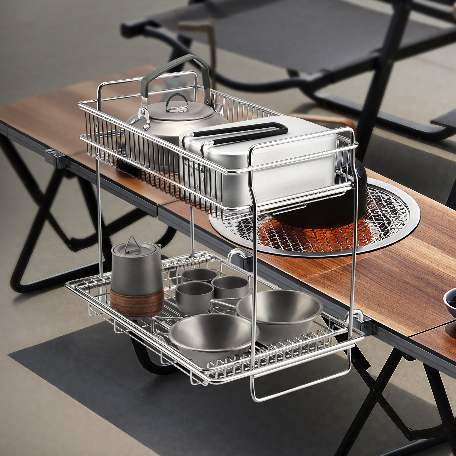 DOTWISE IGT Table Desktop Side - Camping Cooking Basket บทวิจารณ์และราคา
