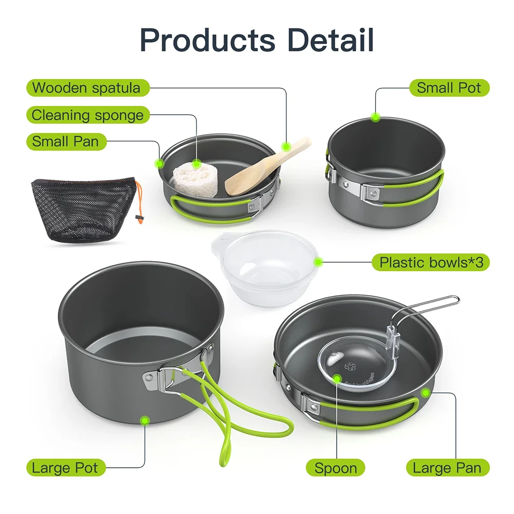 Outdoor Cooking Camping utensi - Camping Cooking Set For 4 บทวิจารณ์และราคา