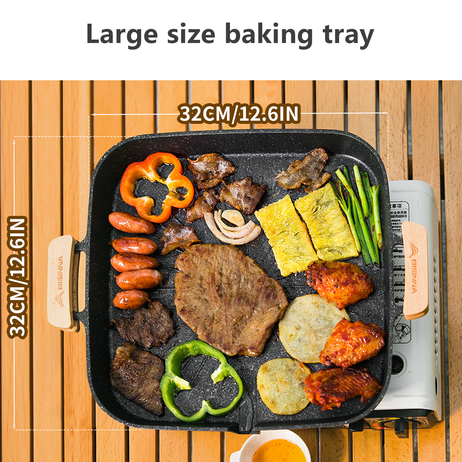 BISINNA Square BBQ Grill Pan N - Camping Cooking Set Non Stick บทวิจารณ์และราคา
