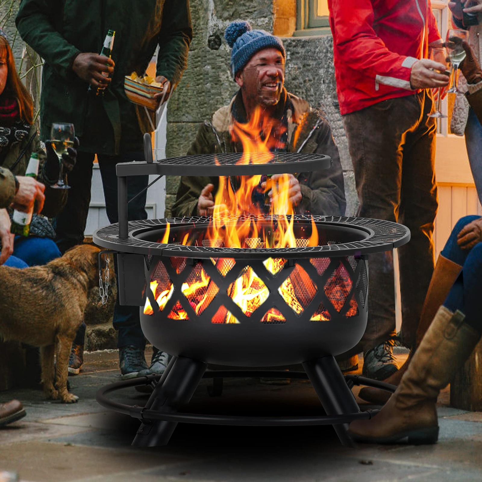 Large Outdoor Wood Burning Fir - Camping Cooking Fire Pit บทวิจารณ์และราคา